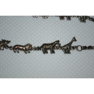 Pair of Vintage Safari Animal Link Bracelets - Gunmetal
